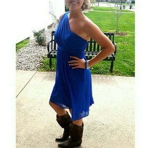 ?DAVIDS BRIDAL One Shoulder Strap Dress?