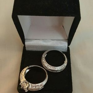 STAMPED 10k white gold wedding set