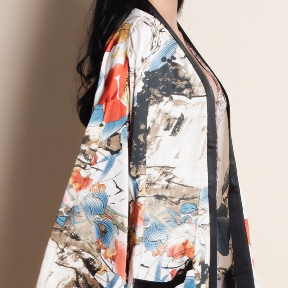 xx Oriental Print Maxi Kimono Duster - Picture 6 of 7