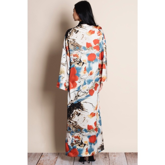 xx Oriental Print Maxi Kimono Duster - Picture 5 of 7
