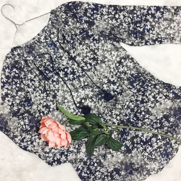 Tops - Monet inspired white and blue Floral Blouse