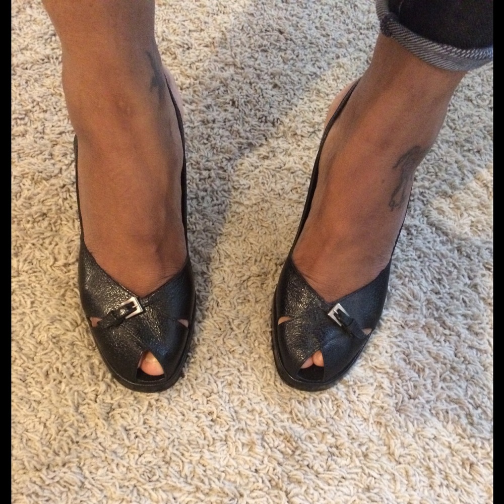 Prada black leather heels