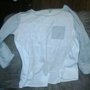 Grey and white sweater shirt