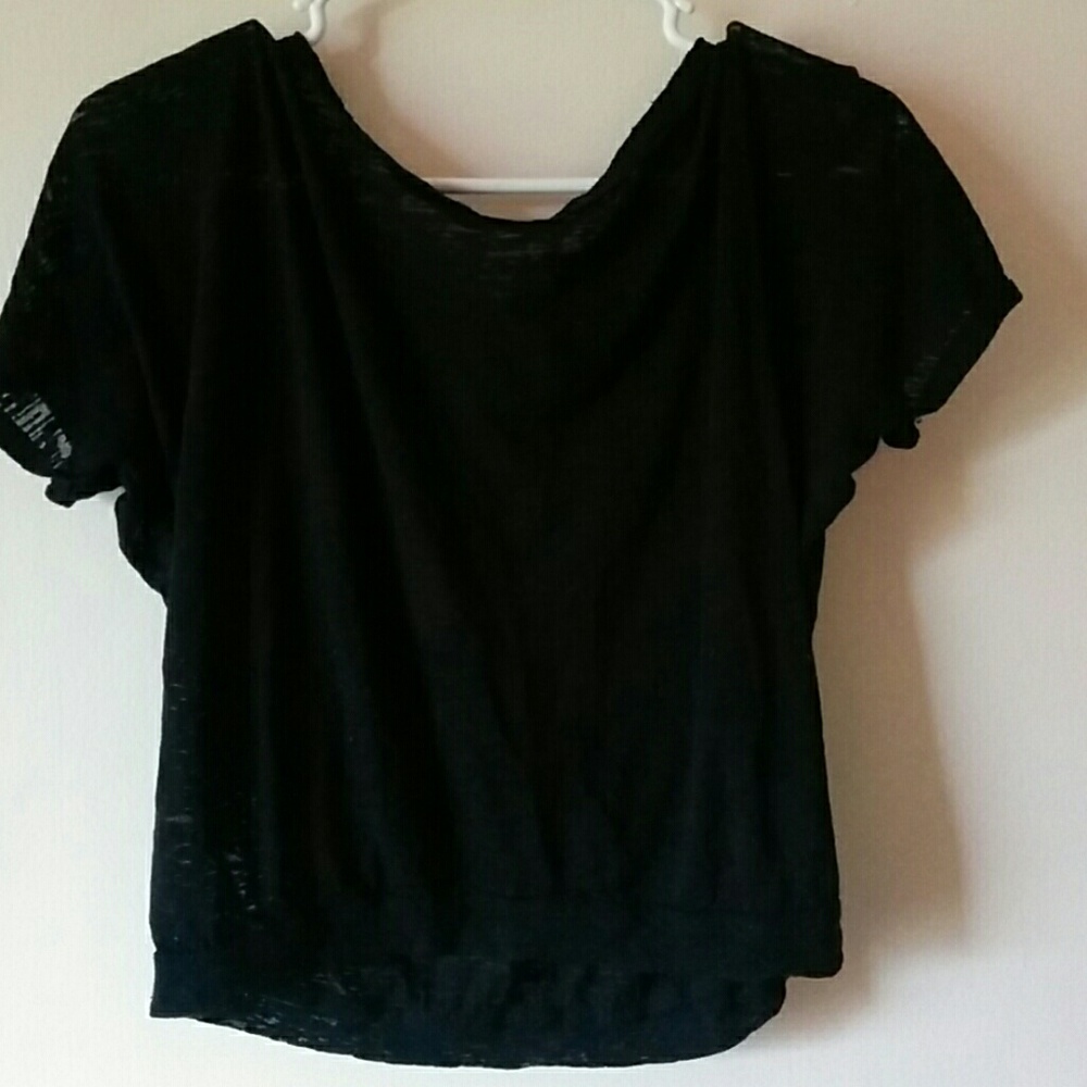 Black Crop Top Tee / Black T-shirt / Crop Top
