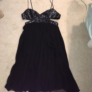 BCBG black sequin chiffon dress size 6