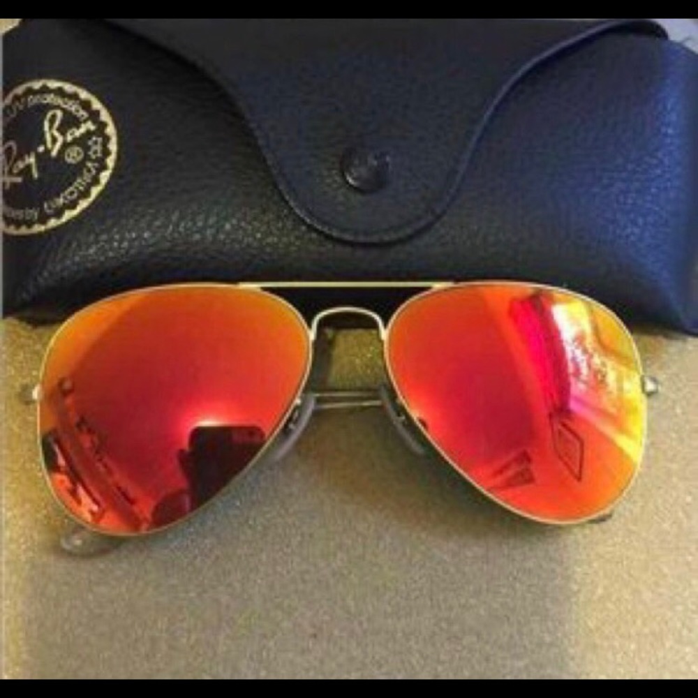 Authentic Orange mirrored Ray Ban Aviators