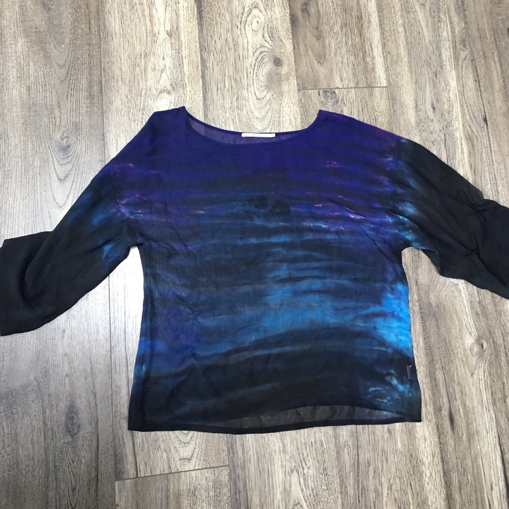 Language sheer blouse