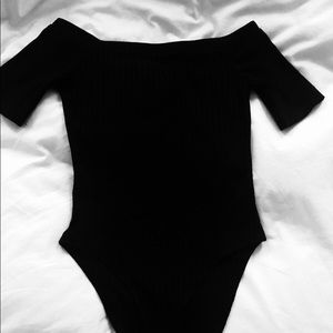 Ribbed off the shoulder bodysuit