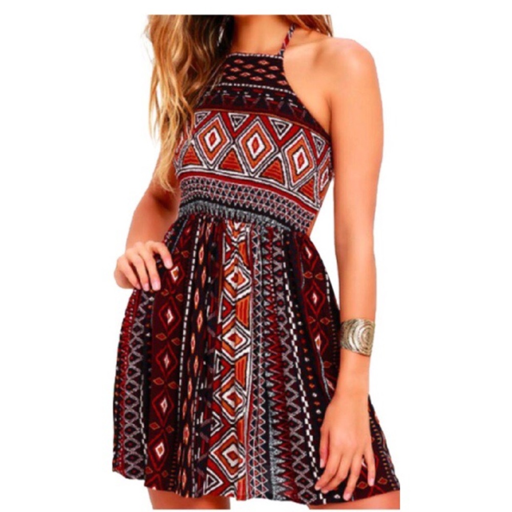 Lulu's backless tribal print dress
