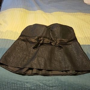 Cute Strapless Black/Silver Top with Bow Detail