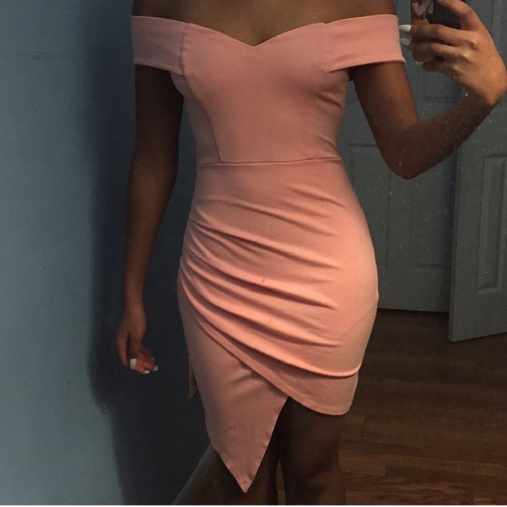 Peachy pink asymmetrical dress