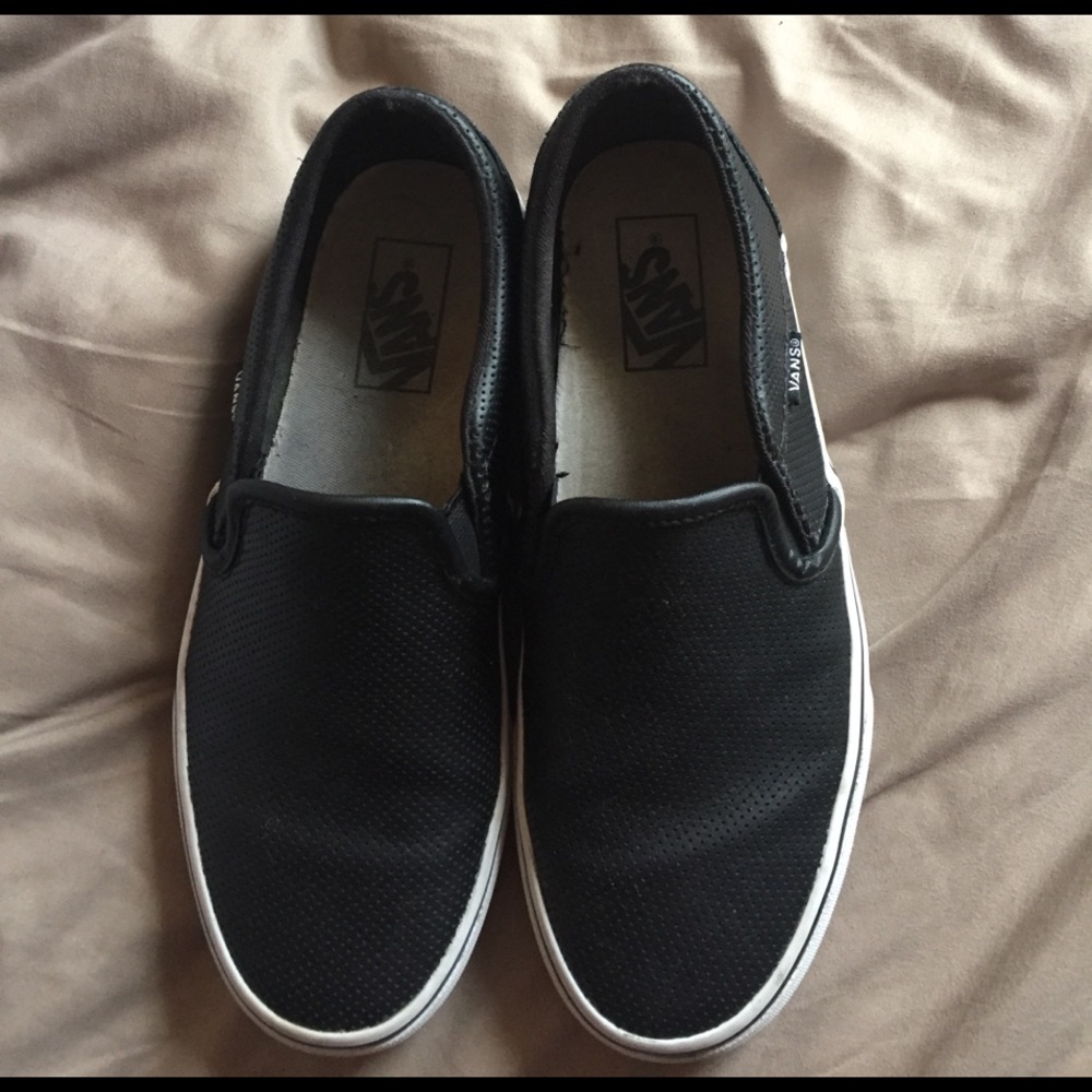 Black perforated leather vans