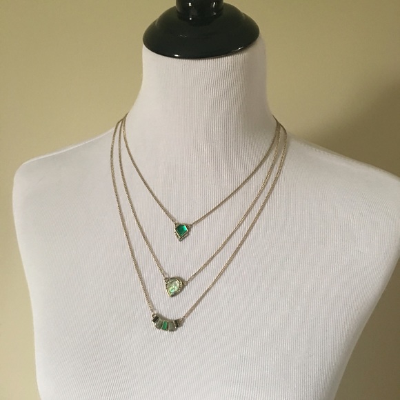 3 in 1 Layered Necklace Gold and Green - Picture 4 of 6