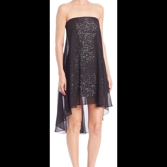 Halston Heritage Sequin with Sheer Overlay Dress