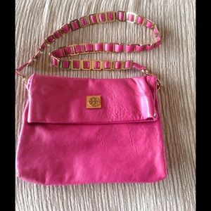 Tory Burch Foldover Messenger Leather Handbag