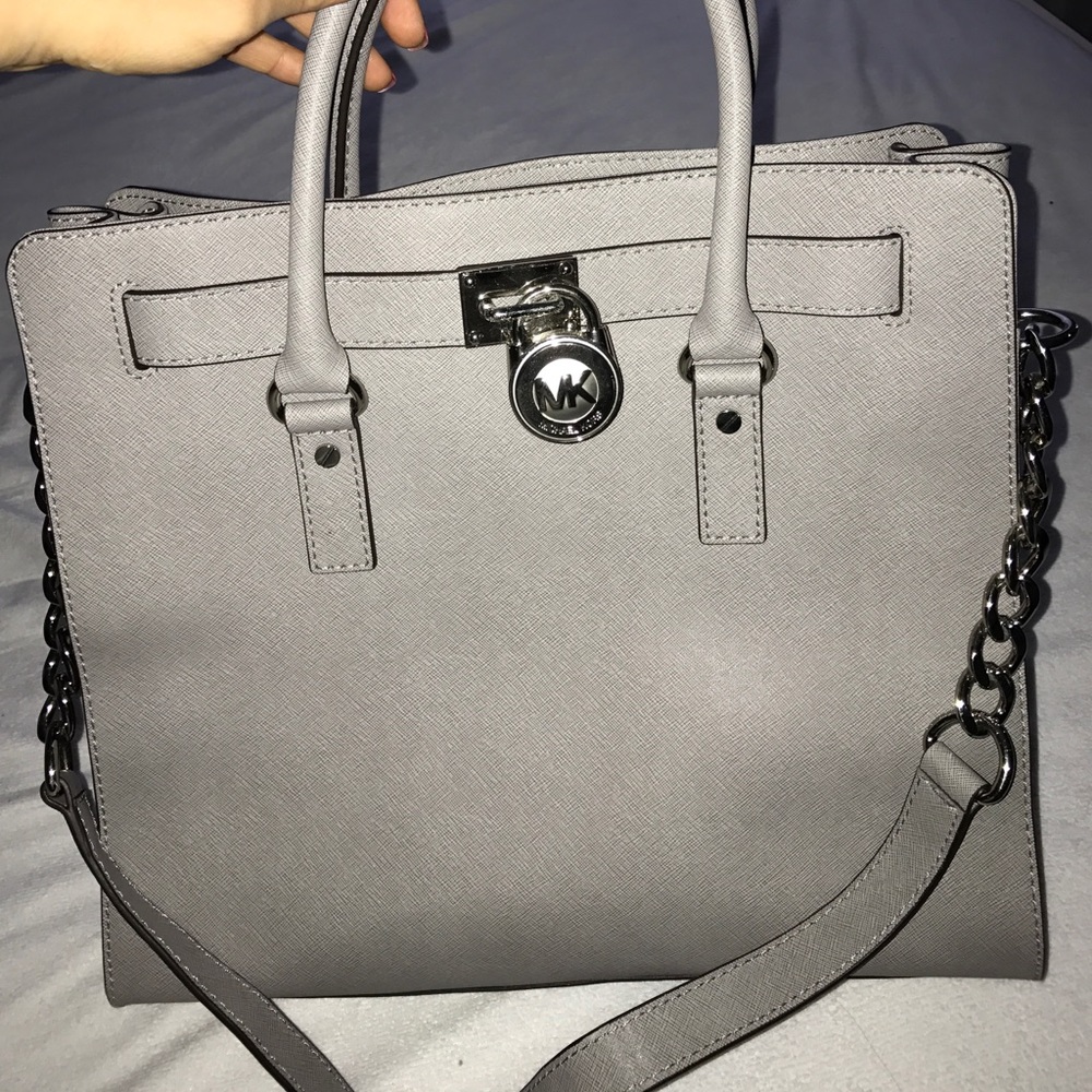 Brand new Michael Kors gray leather handbag
