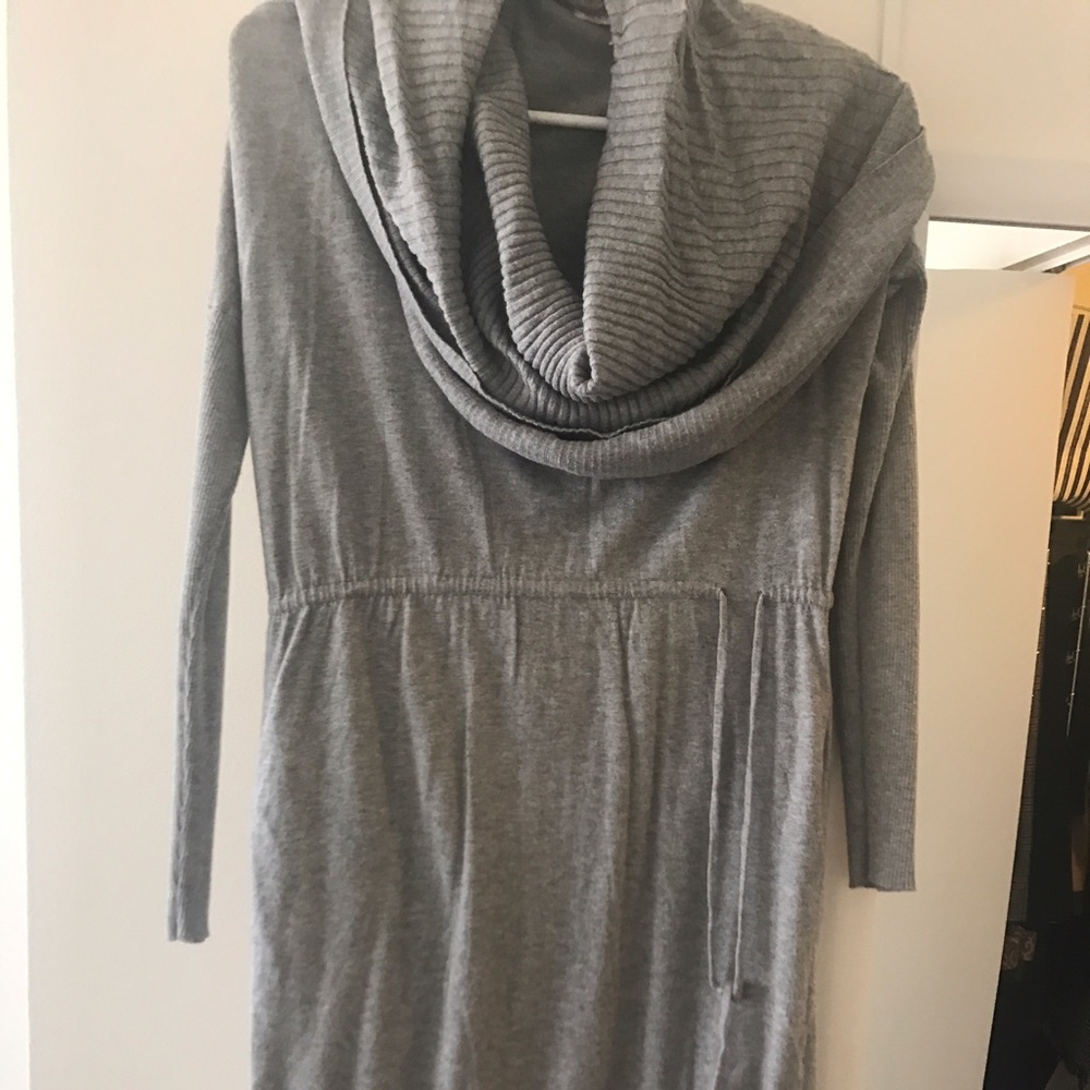 VS grey cowl-neck tie-waist dress