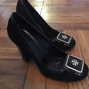 Tory Burch suede chunky heel worn less than 5times