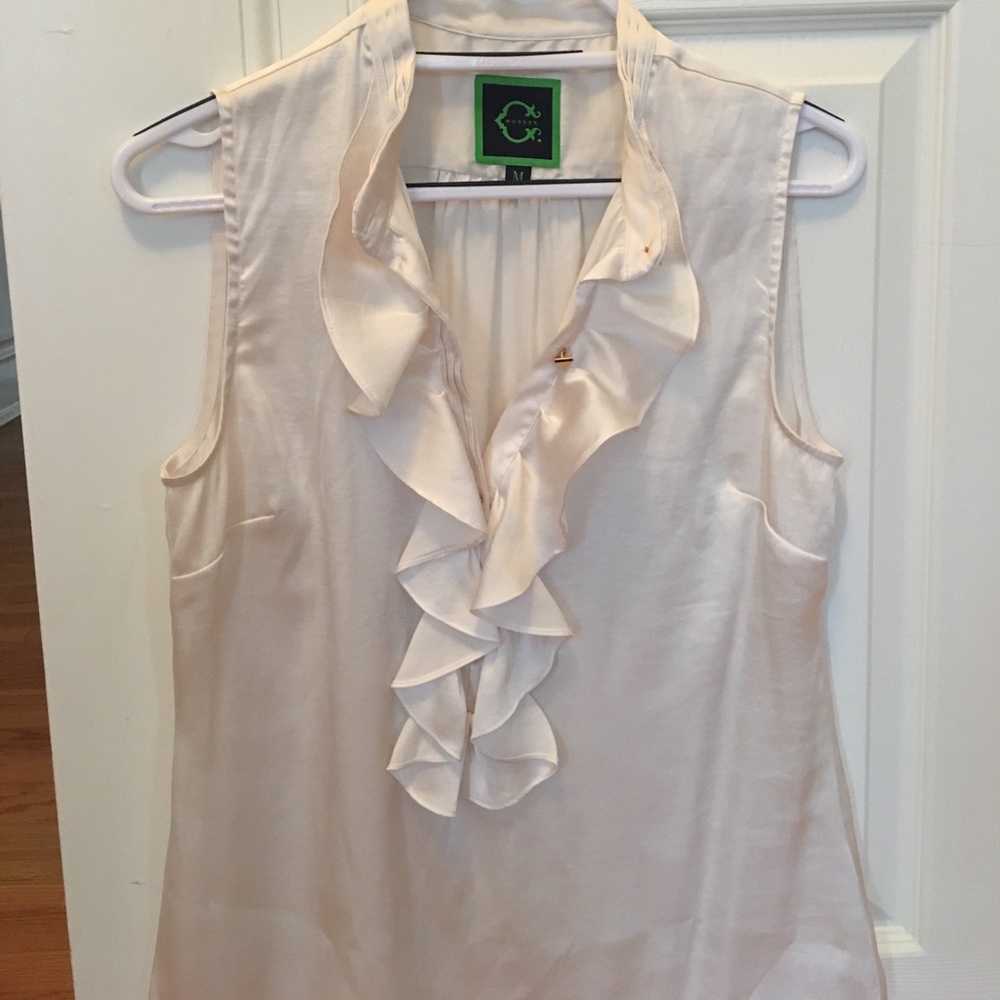 C Wonder sleeveless silk blouse cream color