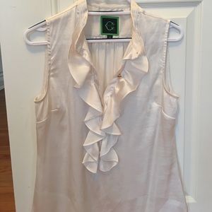 C Wonder sleeveless silk blouse cream color
