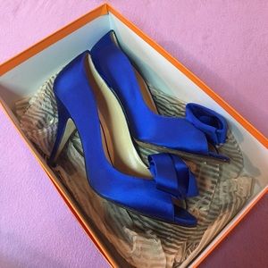 Satin blue heels