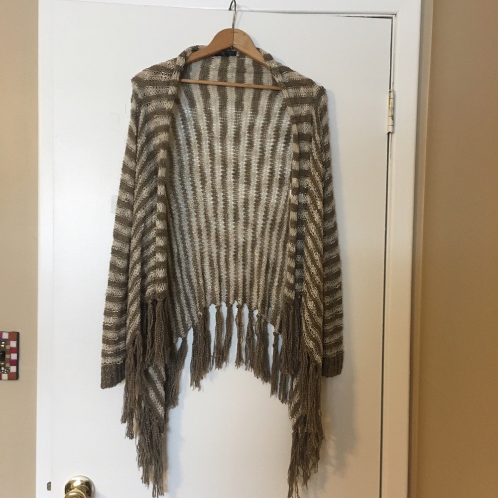 Soft Striped Sweater with Tassels