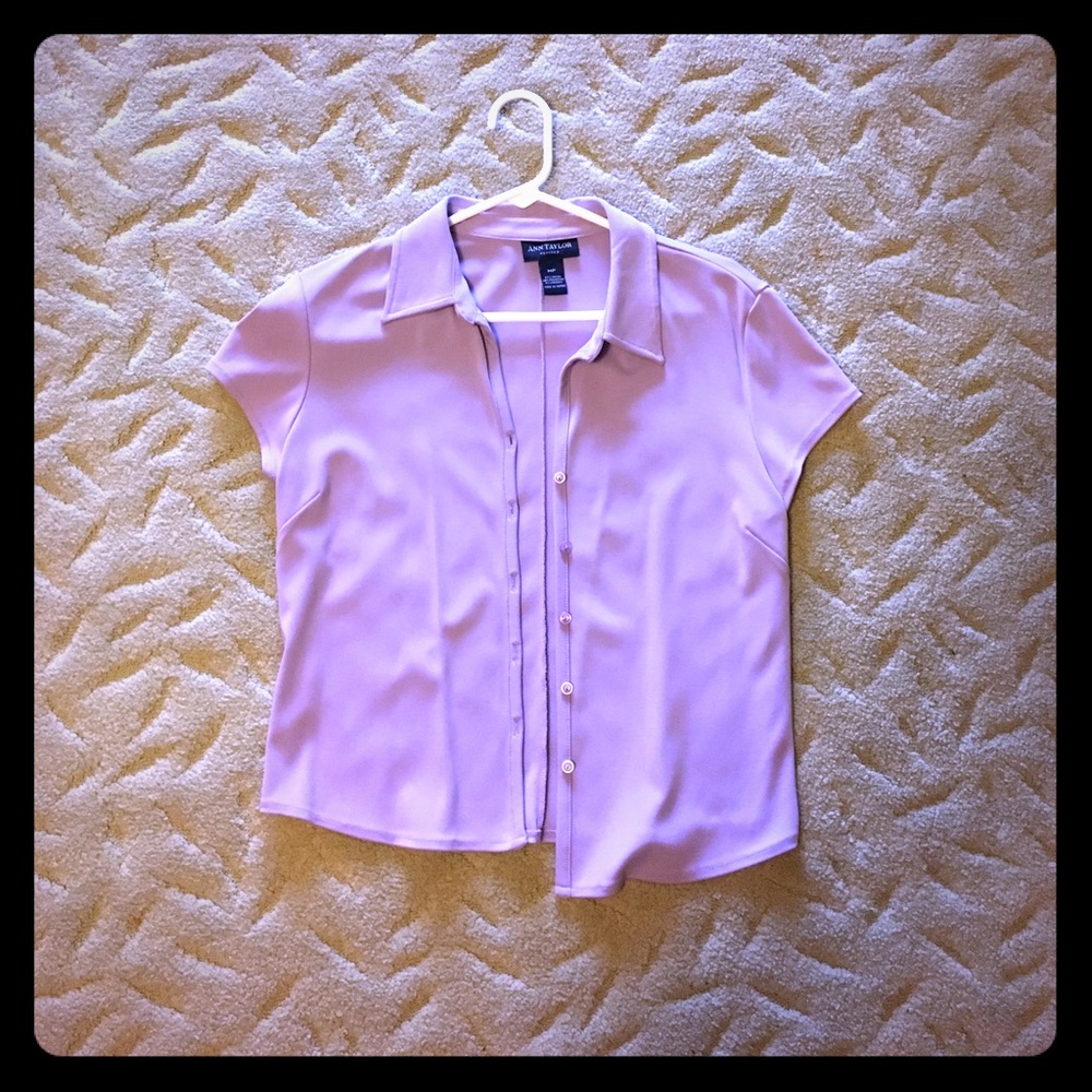 Purple, silk short-sleeves blouse