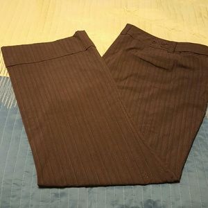 Lane Bryant Cuffed Brown Pinstripe Slacks -Size 28