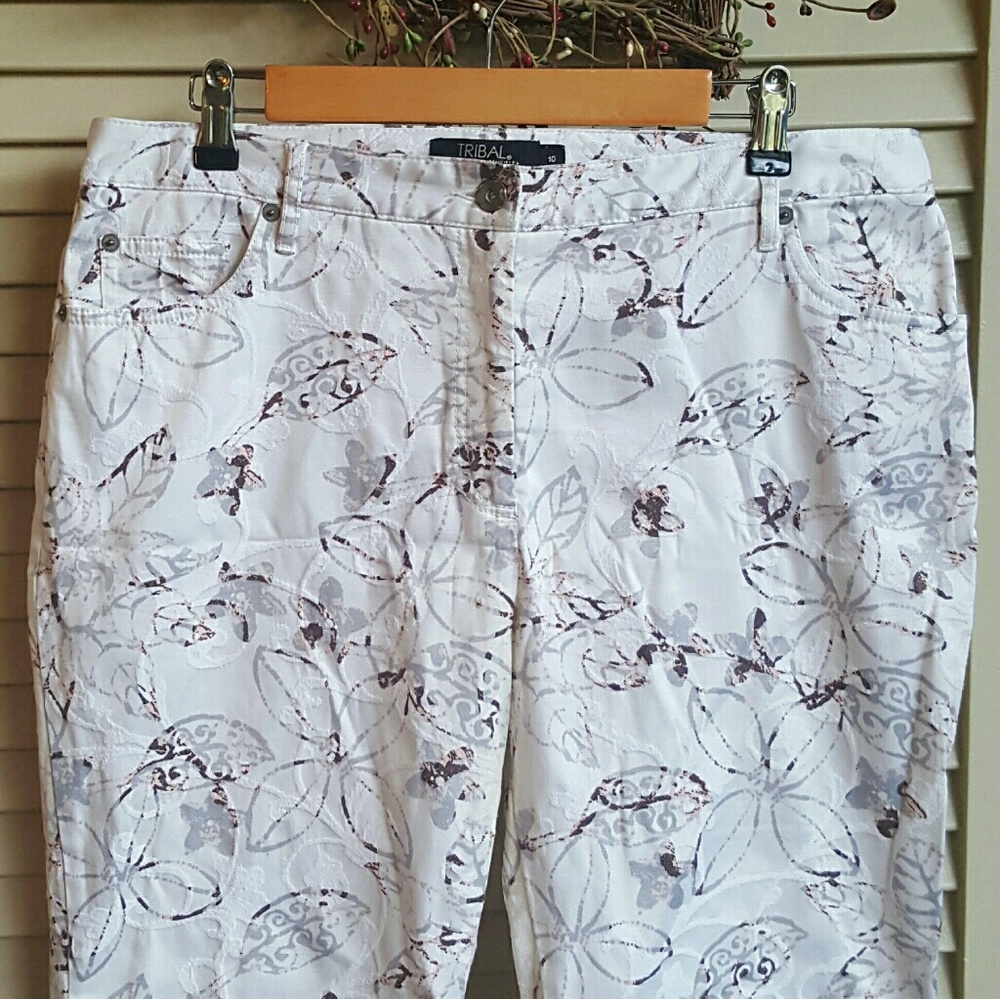 Brown & White Floral print Bermuda Style Shorts