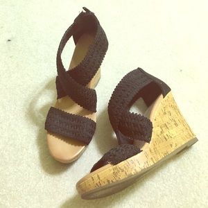 Strappy cork wedge sandals