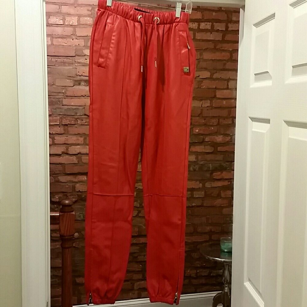 Red Leather Pants - Unisex
