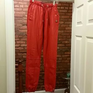 Red Leather Pants - Unisex