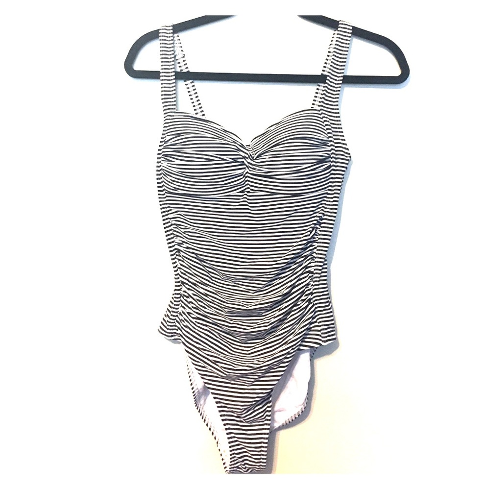 Nautical stripe one piece swimsuit