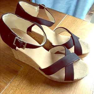 TOMS Strappy Wedge - Black