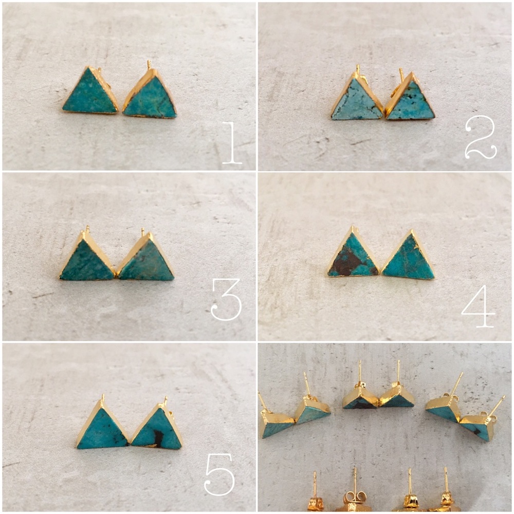 ⭐️ ONE LEFT ⭐️ Natural Turquoise Triangle Studs - Picture 3 of 8