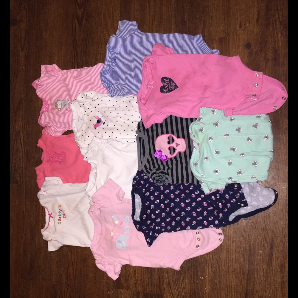 10 3-6 month girl onesies