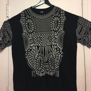 KTZ  Black and Grey Reflective Tattoo Print Shirt