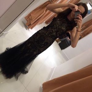 Black and gold prom dress