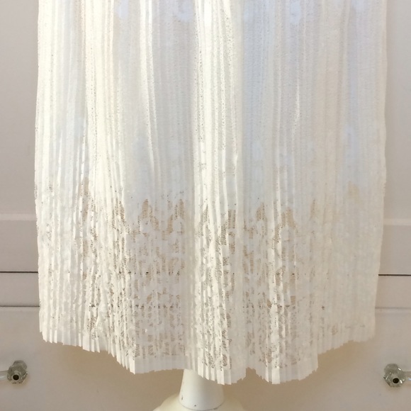 White Lace Pleated Midi Skirt New - Picture 4 of 8