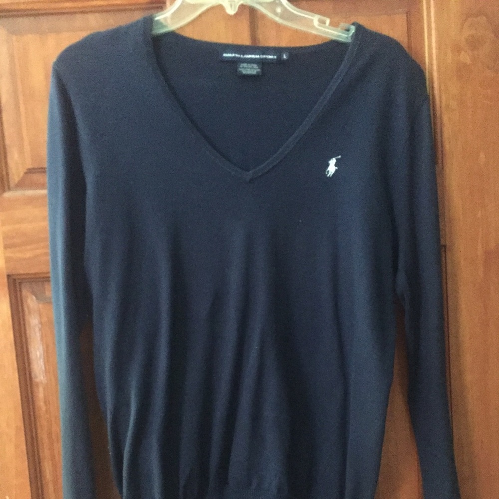 Ralph Lauren navy blue v-neck women's sweater