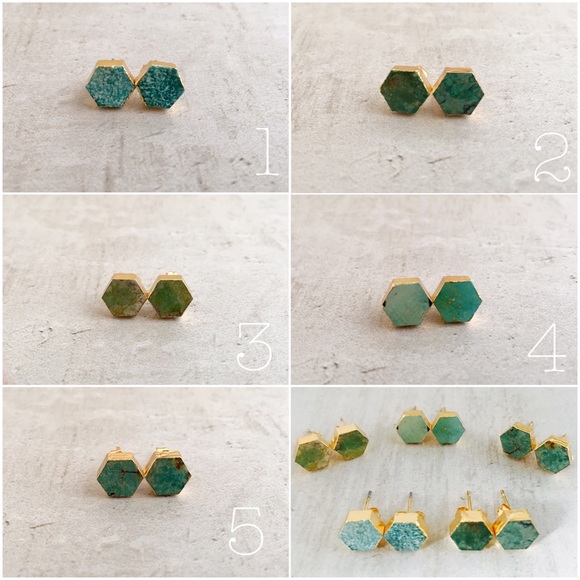 ⭐️ ONE LEFT ⭐️ Natural Turquoise Hexagon Studs - Picture 3 of 8
