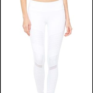 White Alo Yoga Moto Leggings