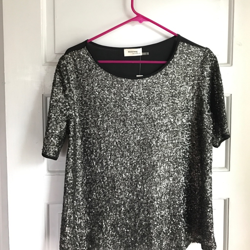 NWT Rhyme Los Angeles Sequin Tee