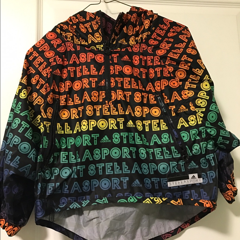 Adidas Rainbow Stellasport cropped windbreaker