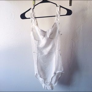 For Love and Lemons Skivvies White Lace Bodysuit