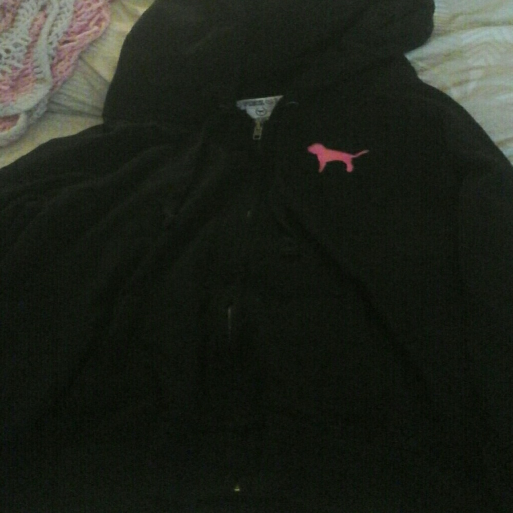 Victorias secret pink zip front hooded sweatshirt