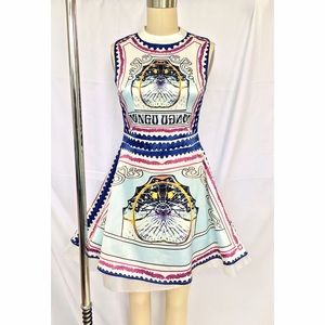 Silk A-line Printed Sleeveless Dress