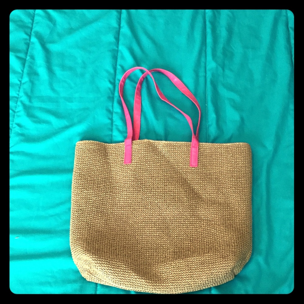 Pink and brown beach bag