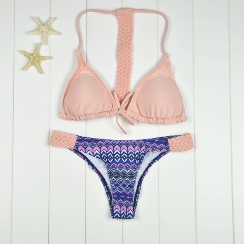 ❗️MOVING SALE💗Nude Pink Lace Up Bikini