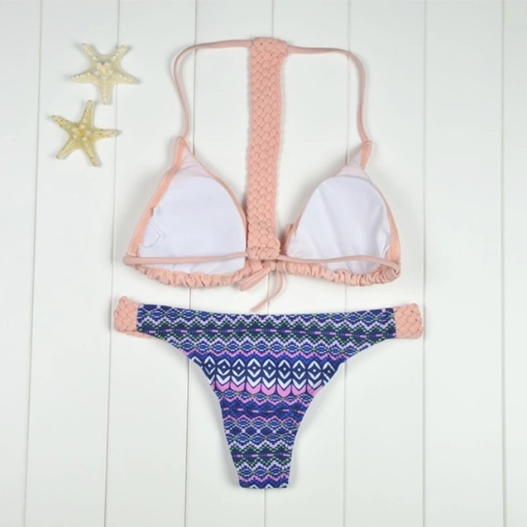 ❗️MOVING SALE💗Nude Pink Lace Up Bikini - Picture 2 of 4